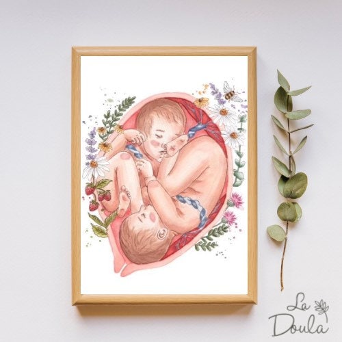 Affiche Aquarelle ÂMES JUMELLES