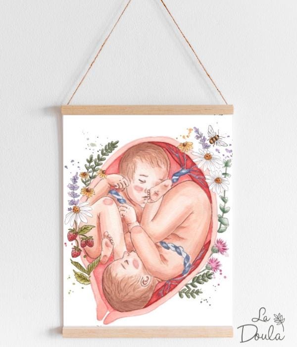 Affiche Aquarelle ÂMES JUMELLES