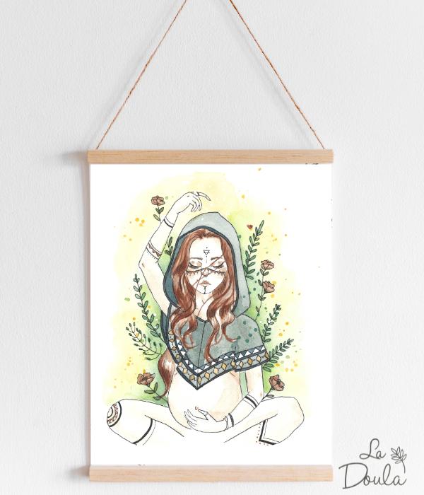 Watercolor print WOLF MOTHER