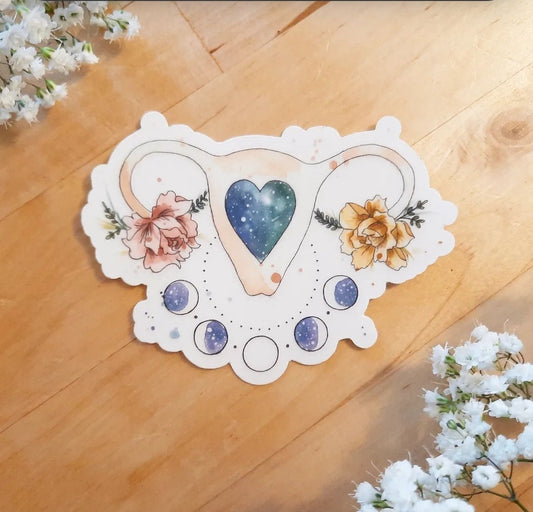 Sticker hydrofuge en vinyle UTERUS EN FLEURS