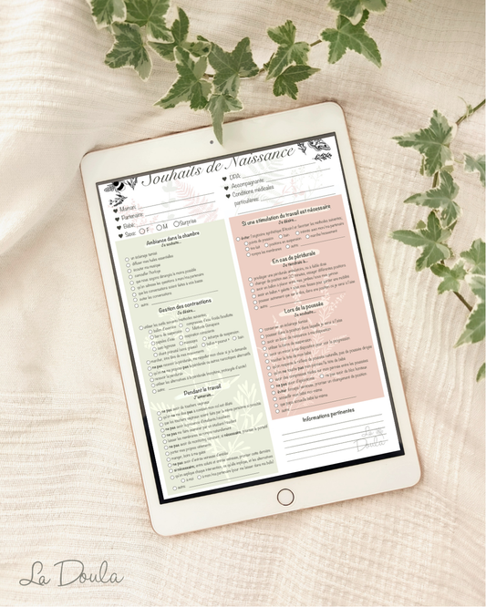 Plan de Naissance checklist