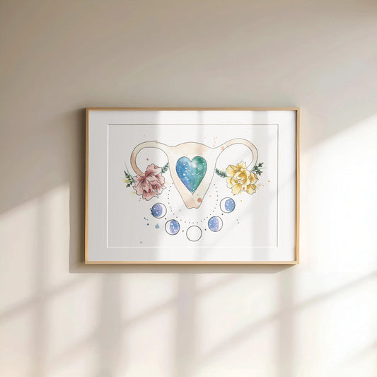 Affiche aquarelle UTÉRUS EN FLEURS