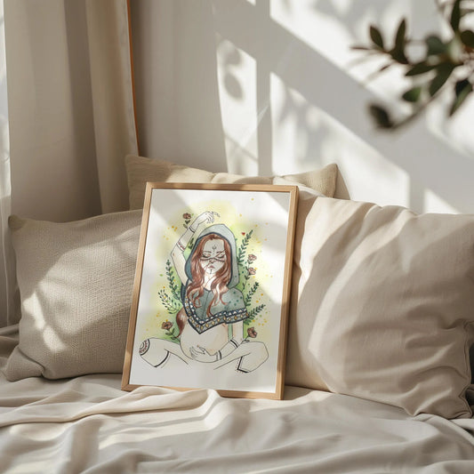 Affiche aquarelle WOLF MOTHER