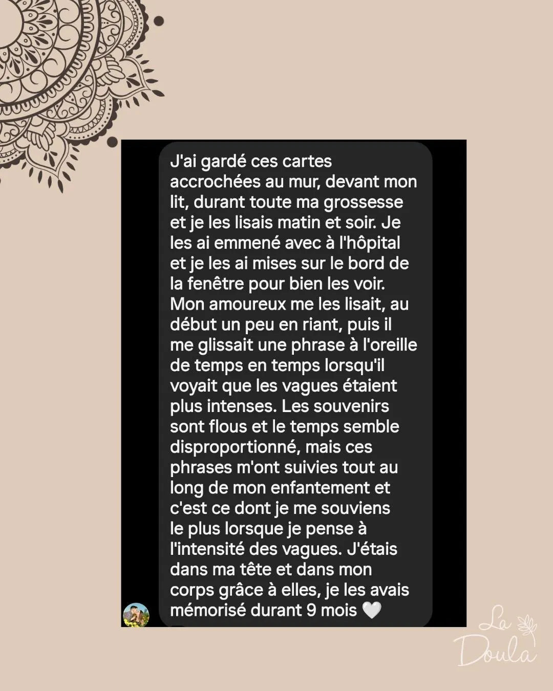 Cartes d'affirmations pour l'enfantement